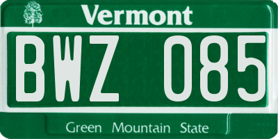 VT license plate BWZ085
