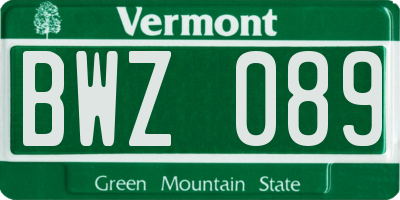 VT license plate BWZ089