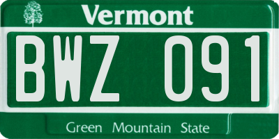VT license plate BWZ091