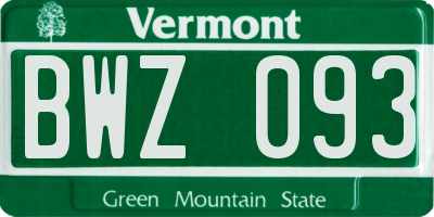 VT license plate BWZ093