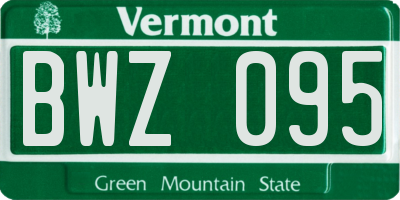 VT license plate BWZ095
