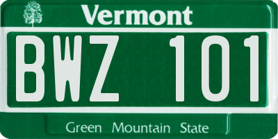 VT license plate BWZ101