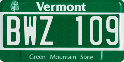 VT license plate BWZ109