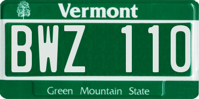 VT license plate BWZ110