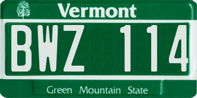VT license plate BWZ114
