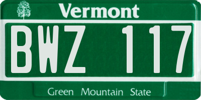 VT license plate BWZ117