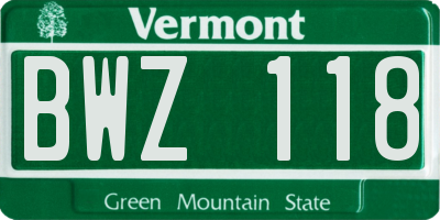 VT license plate BWZ118