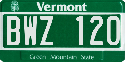 VT license plate BWZ120