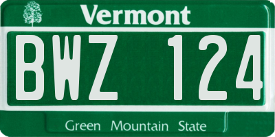 VT license plate BWZ124