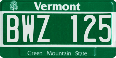 VT license plate BWZ125