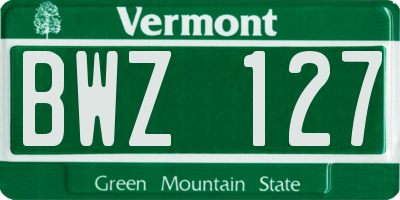 VT license plate BWZ127