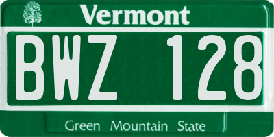 VT license plate BWZ128