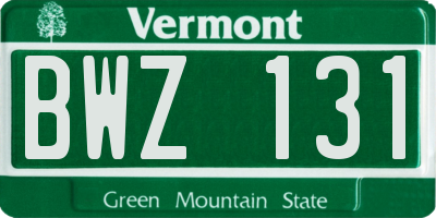 VT license plate BWZ131