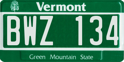 VT license plate BWZ134