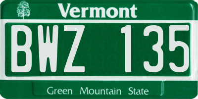 VT license plate BWZ135