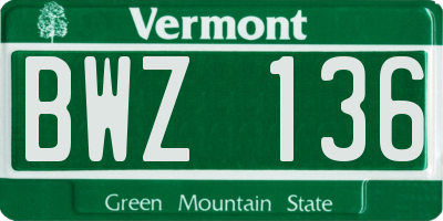 VT license plate BWZ136