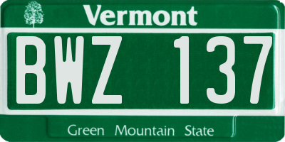 VT license plate BWZ137