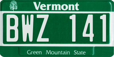 VT license plate BWZ141