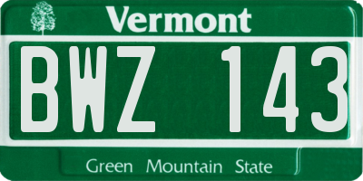 VT license plate BWZ143
