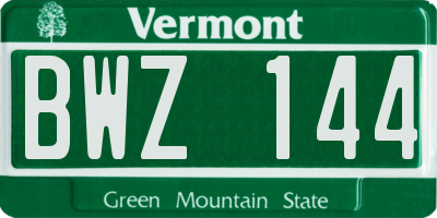 VT license plate BWZ144
