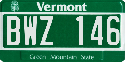 VT license plate BWZ146