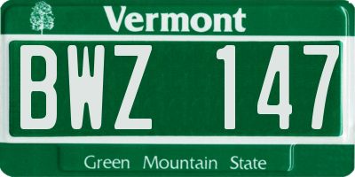 VT license plate BWZ147