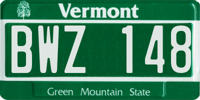 VT license plate BWZ148
