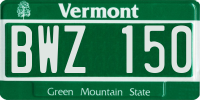 VT license plate BWZ150