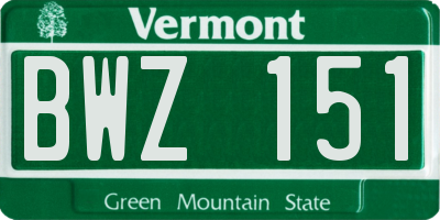 VT license plate BWZ151