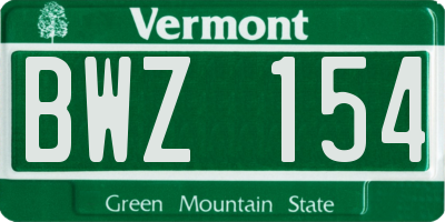 VT license plate BWZ154