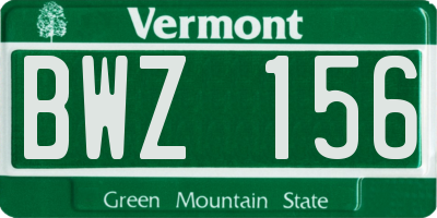 VT license plate BWZ156