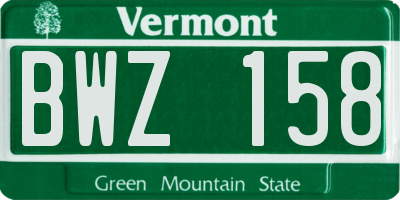 VT license plate BWZ158