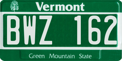 VT license plate BWZ162