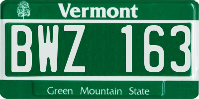VT license plate BWZ163
