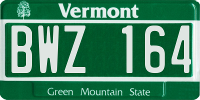 VT license plate BWZ164