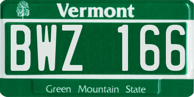 VT license plate BWZ166