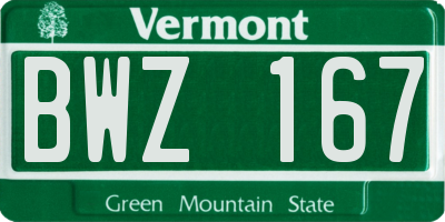 VT license plate BWZ167