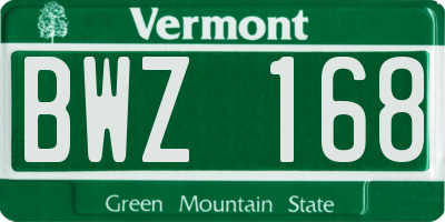 VT license plate BWZ168