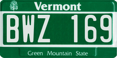 VT license plate BWZ169