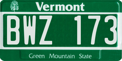 VT license plate BWZ173