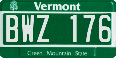 VT license plate BWZ176