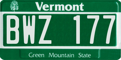 VT license plate BWZ177