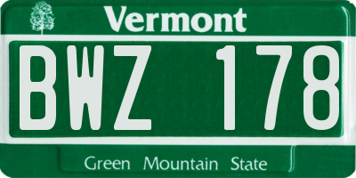 VT license plate BWZ178