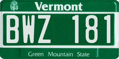 VT license plate BWZ181