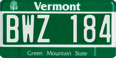 VT license plate BWZ184