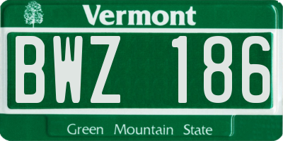 VT license plate BWZ186
