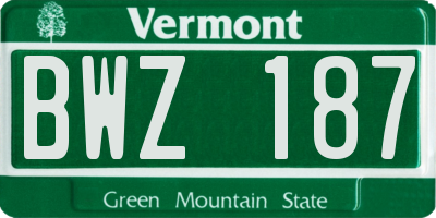 VT license plate BWZ187