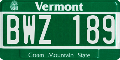 VT license plate BWZ189