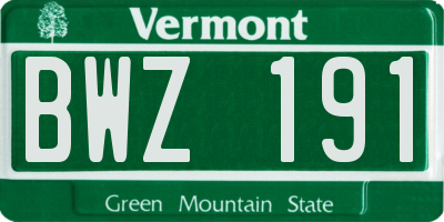 VT license plate BWZ191