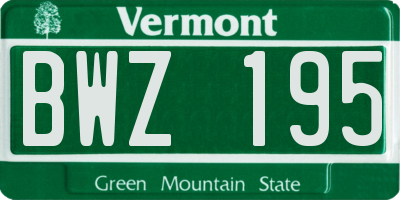 VT license plate BWZ195